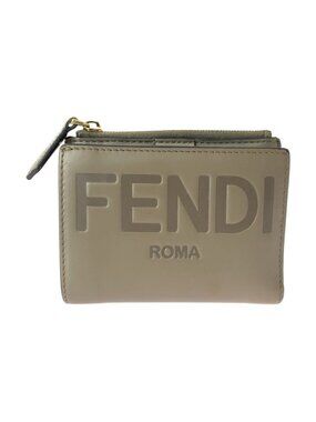 Fendi Rome Beige Gold Leather Compact Wallet
